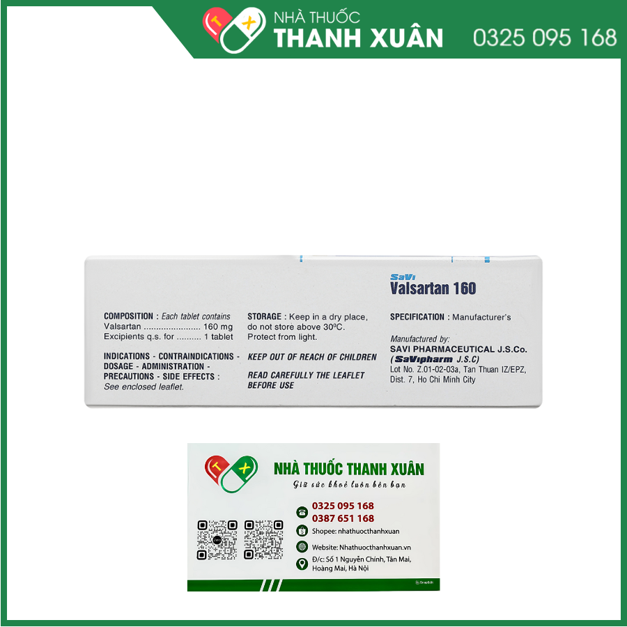 Savi Valsartan 160 điều trị tăng huyết áp, suy tim